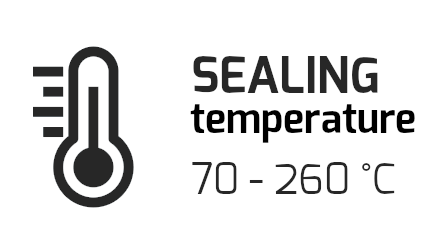 Temperatura zgrzewania 70-260°C (z programem Extra 1, normalna: 230°C)
